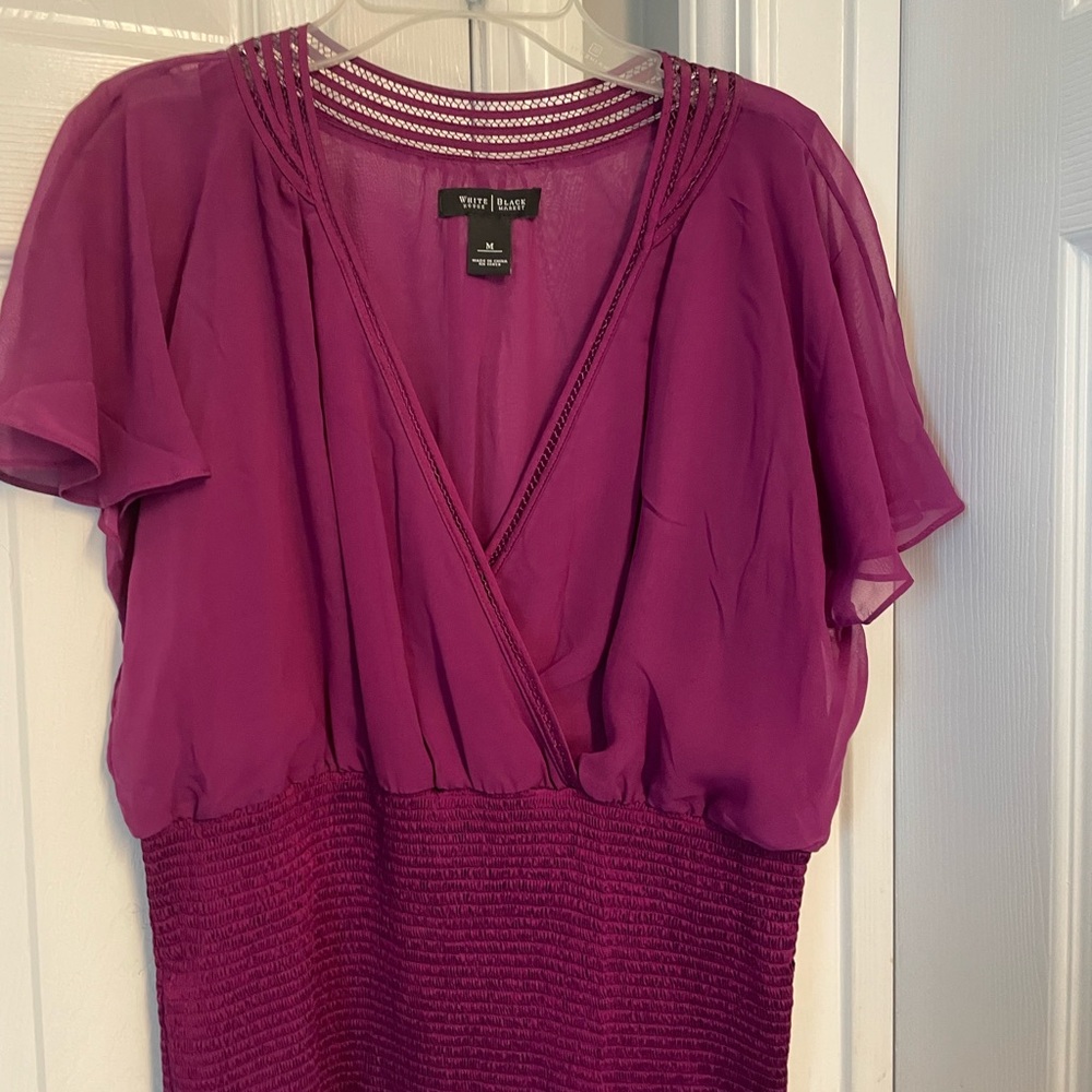Purple short sleeved blouse true to size